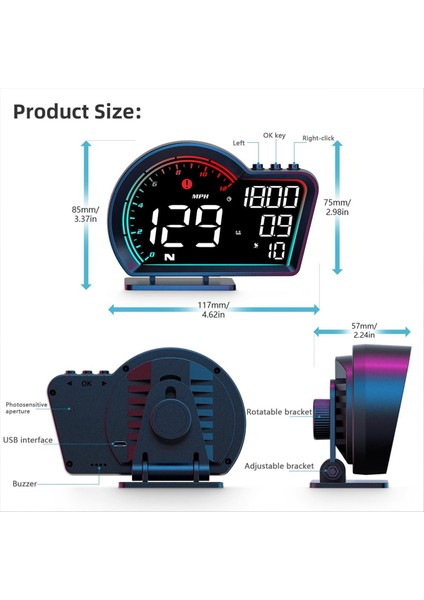 Dijital Gps Speedometre Evrensel Otomobil Başlığı Speed Mph Pusula Yönü Yorgunluk Sürüş Hatırlatma ile Ekran (Yurt Dışından) indirimleri