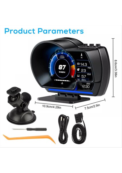 Araba Kafası Yukarı Ekran Obd Iı+Gps Akıllı Gösterge Çözünürlüklü Hız Göstergesi Obd Hata Kodu Eliminasyon Güvenli Sürüş (Yurt Dışından) fiyatları