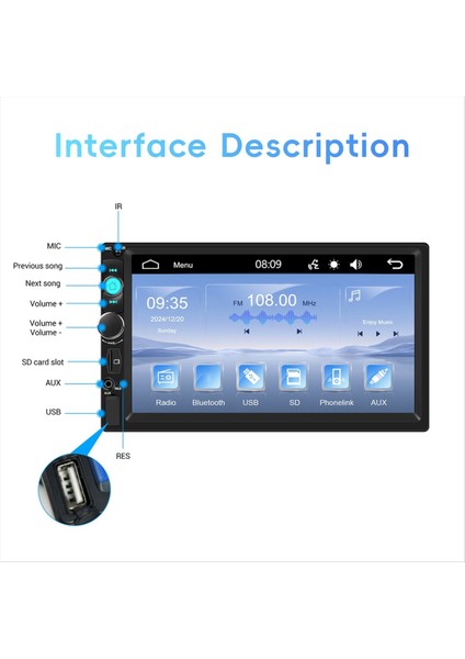 7 Inç Çift Din Arabası Stereo Kablolu Carplay/mirror Link/fm&#39 Yi Araba Ses Alıcısı Mp5 Multimedya Player Kameralı (Yurt Dışından) fiyatları