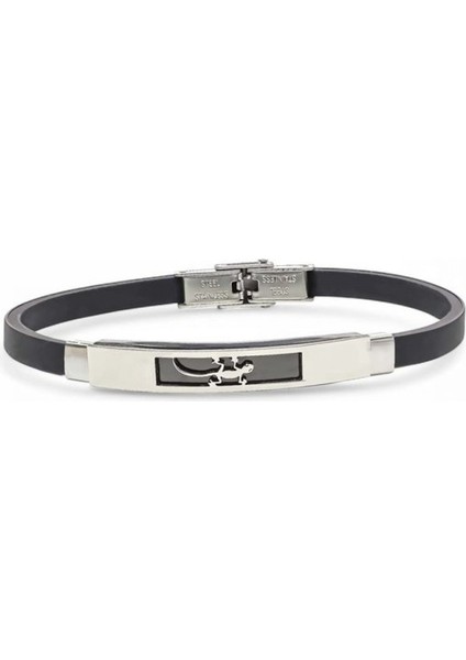 Erkek Kertenkele Figürlü Silikon Kordonlu Çelik Bileklik