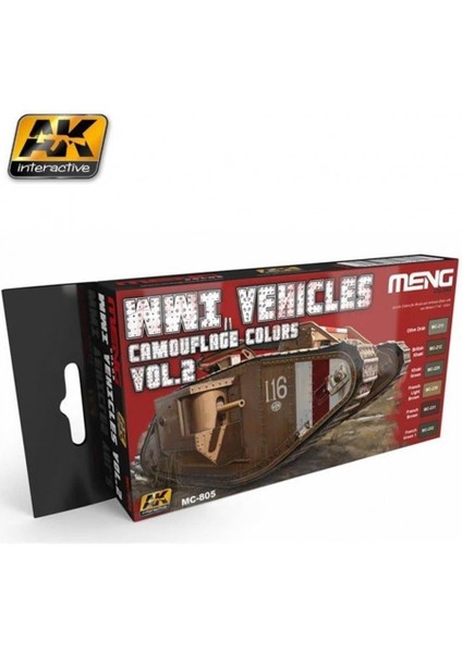 Ak 805 Wwı Araçları Kamuflaj Renkleri Model Boyası Seti 6X17ML Vol.2
