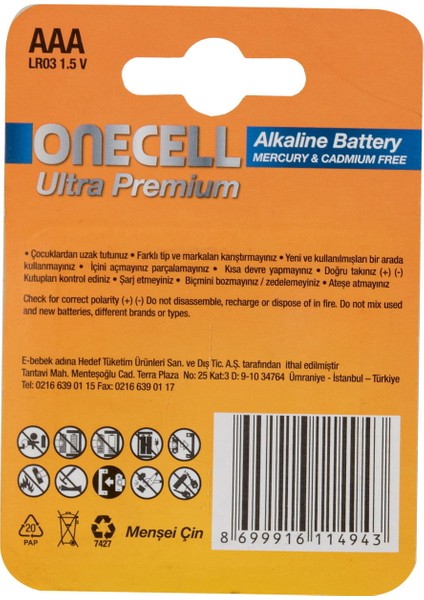 Ultra Premium Alkalin 1,5 V. 4'lü Aaa Boy Pil fiyatları