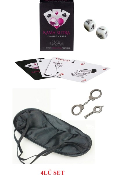 Kamasutra Aşk Seti - Kelepçe - Zar- Kart - Göz Bandı