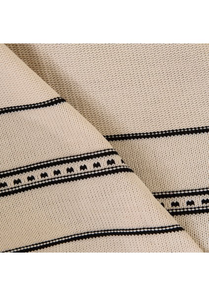 Soft Çizgili Triko Koltuk Şalı - Ekru - 120X160 cm fiyatları