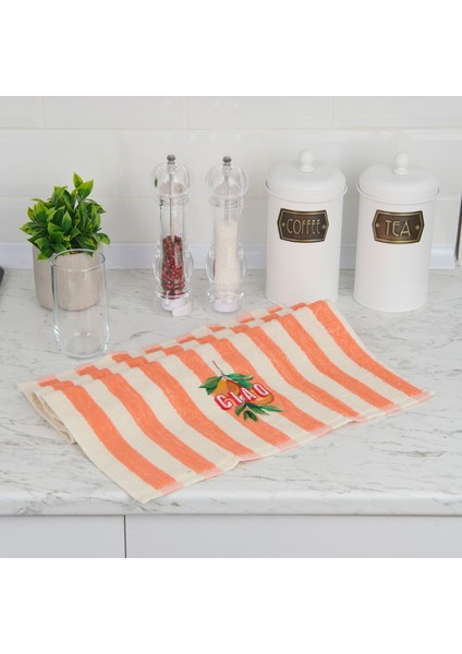 Soft Oren Mutfak Havlusu - Ekru / Turuncu - 40X66 cm