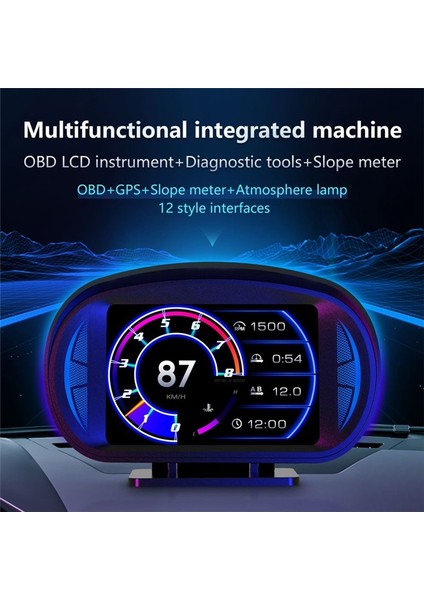 P2 Araç Hud Başlık Ekranı Obd Gps Araç Hızı ve Gradyan Ölçer Su Sıcaklığı ve Yakıt Tüketimi (Yurt Dışından) fırsatları