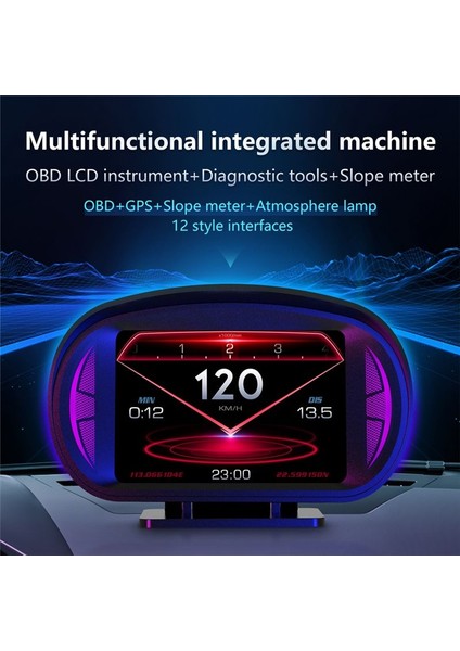 P2 Araç Hud Başlık Ekranı Obd Gps Araç Hızı ve Gradyan Ölçer Su Sıcaklığı ve Yakıt Tüketimi (Yurt Dışından) indirimleri