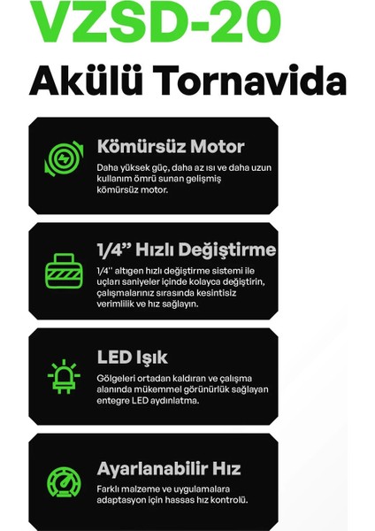 Vzsd-20 Akülü Torklu Vidalama 2x5 Ah
