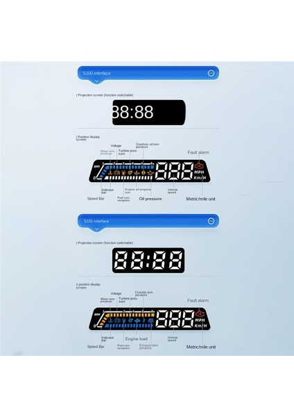 S100 Çift Ekran Hud Başlık Ekranı Obd Çok Işlevli Araç Enstrüman Şanzıman Yağı Sıcaklık Izleme (Yurt Dışından) fırsatları