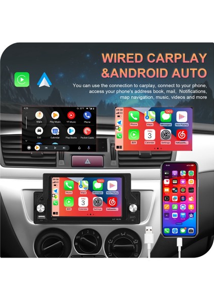5 9inch Araba Radyosu 1din Carplay Android Otomatik Multimedya Oyuncu Evrensel Araba Radyo Bluetooth Fm USB Swc Eq Mırror Lınk (Yurt Dışından) fiyatları