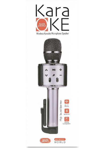 Subzero Sz-K1 Wireless Bluetooth Karaoke Mikrofon ve Hoparlör – Şarjlı, Taşınabilir, LED Işıklı, Ses Efektli