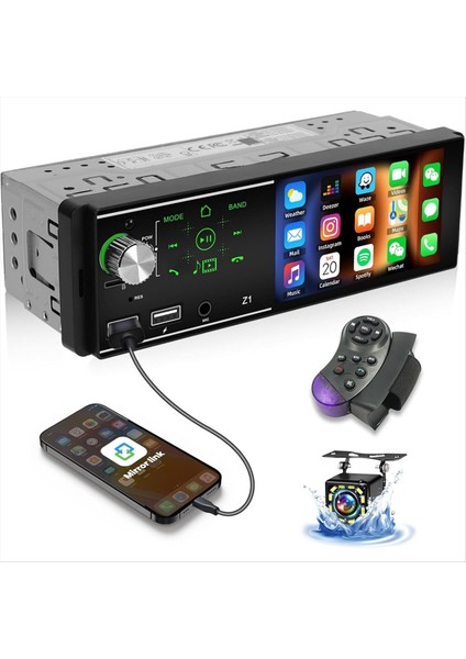 Araba Radyosu Tek Din Araba Stereo Alıcı 4 1 Inç Dokunmatik Ekran Bluetooth Mp5 Oynatıcı Ayna Bağlantı+Yedek Kamera Swc (Yurt Dışından) modelleri
