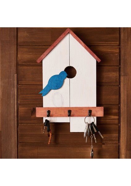 Dekor Kuş Yuvası Desenli Anahtar Kutusu - Renkli - 20X33 cm