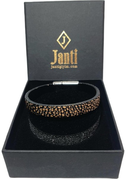 JTAW25BLK1632 Hakiki Vatoz Balığı Derisi Mıknatıs Kapama A.kahve Garantili Hediye Kutulu Janti Bileklik