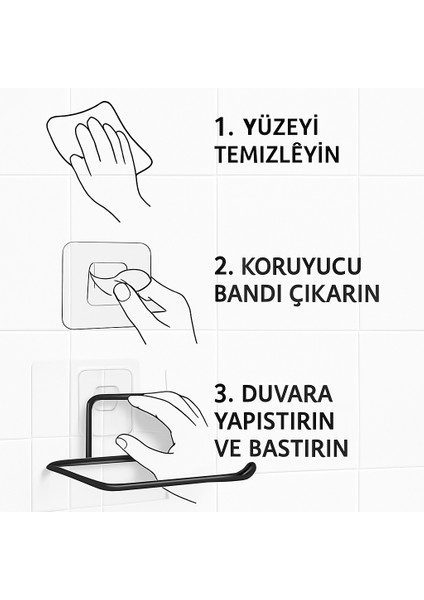 Yapışkanlı Tuvalet Kağıdı Tutucu – Siyah Metal 14 x 7,5 cm 722343 fiyatları