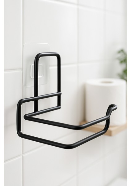 Yapışkanlı Tuvalet Kağıdı Tutucu – Siyah Metal 14 x 7,5 cm 722343 fırsatları