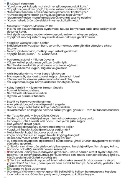 Yapışkanlı Tuvalet Kağıdı Tutucu – Siyah Metal 14 x 7,5 cm 722343