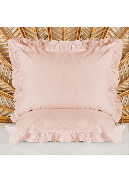 Soft Basic Fırfırlı 2'li Yastık Kılıfı - Gül Kurusu - 50X70 cm