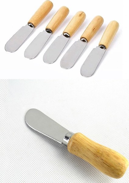 Tereyağı Bıçağı - Mini Spatula Ahşap Saplı 6 Adet