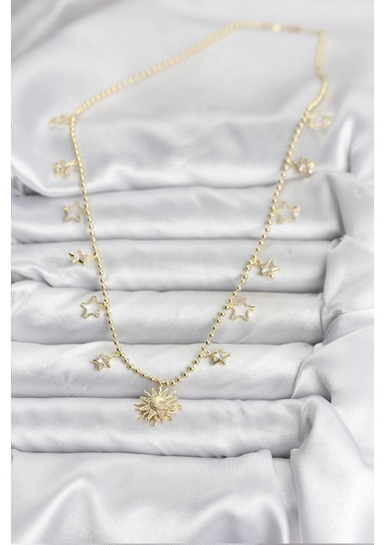 Pirinç Gold Renk Güneş Model Kadın Kolye - TJ-BKO10645 fiyatları