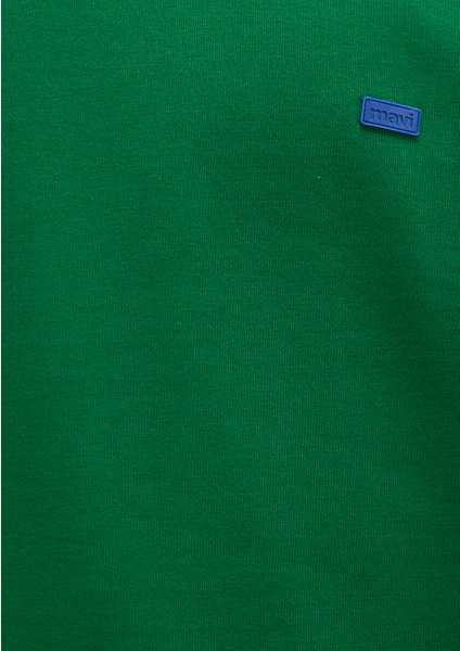 Silikon Logo Baskılı Yeşil Bisiklet Yaka Sweatshirt 0S10415-85916