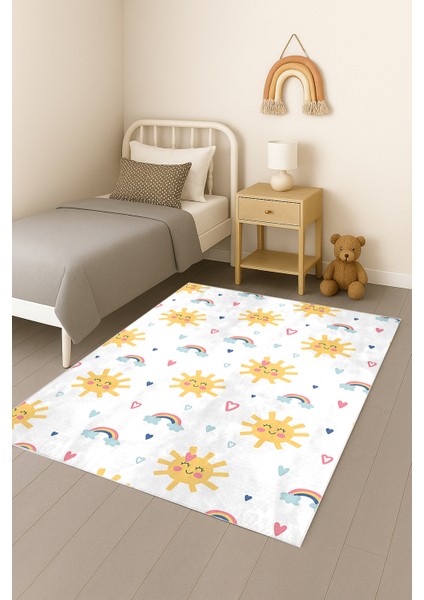 Güneş ve Kalpli Bambu Çocuk Odası Halısı fiyatları