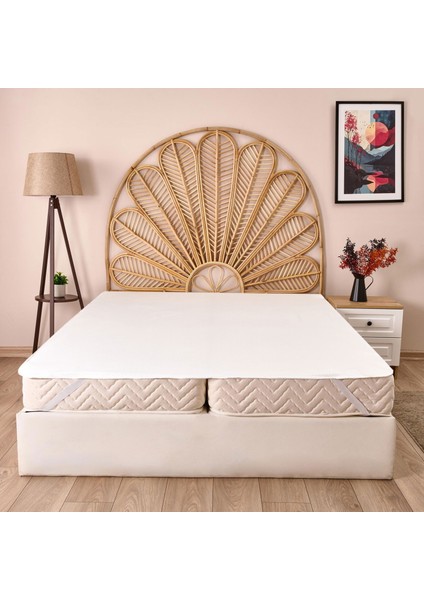 Soft Minik Kapitoneli Tek Kişilik Sıvı Geçirmez Lastikli Alez - Beyaz - 100X200 cm