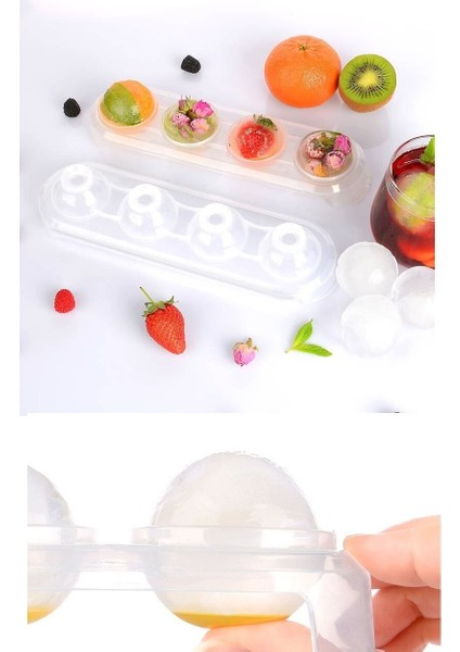 Silikon Tabanlı 4 Bölmeli Şeffaf Buz Kalıbı Yuvarlak Buzluk modelleri