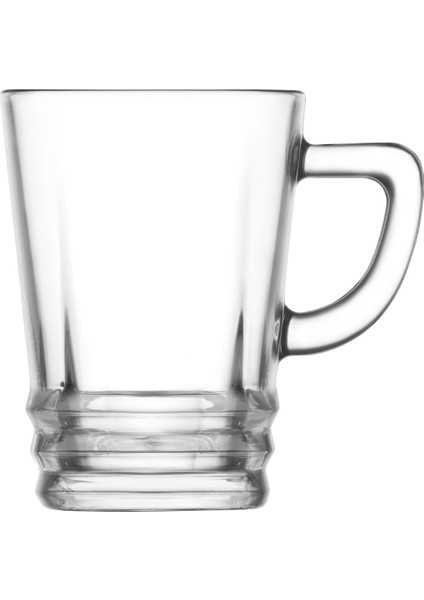 Elegan Cam Fincan 6 Kişilik 225 ml Kulplu (Kahve/Çay Bardağı)