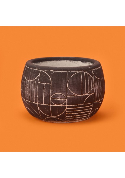Boho Desenli Beton Saksı - Siyah - 14X12,5 cm fiyatları