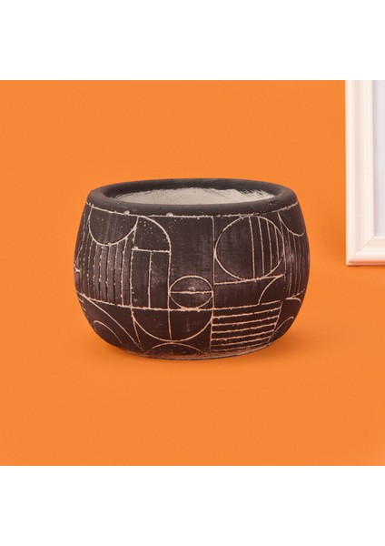 Boho Desenli Beton Saksı - Siyah - 14X12,5 cm modelleri