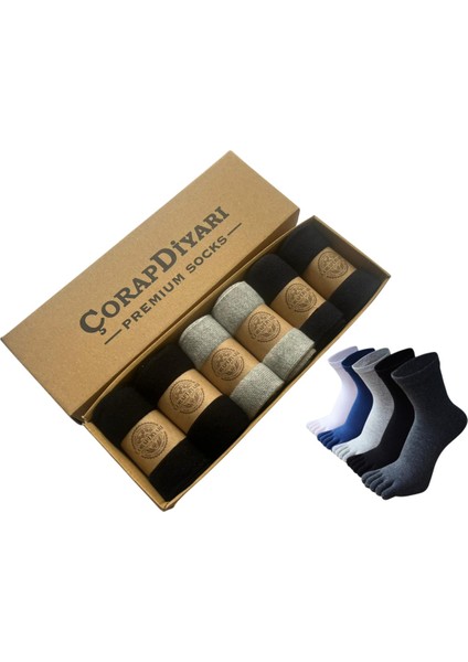Çorapdiyarı Premium Pamuklu Mevsimlik 6 Çift Parmak Çorabı