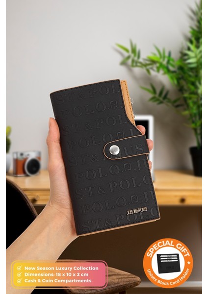 Orijinal Just Polo Collection Lüks Yumuşak Deri Bozuk & Kağıt Para Bölmeli Şık Kartlıklı Cüzdan