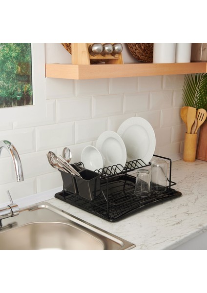 Lüx Tezgah Üstü Tabaklık ve Bardaklık - Siyah
