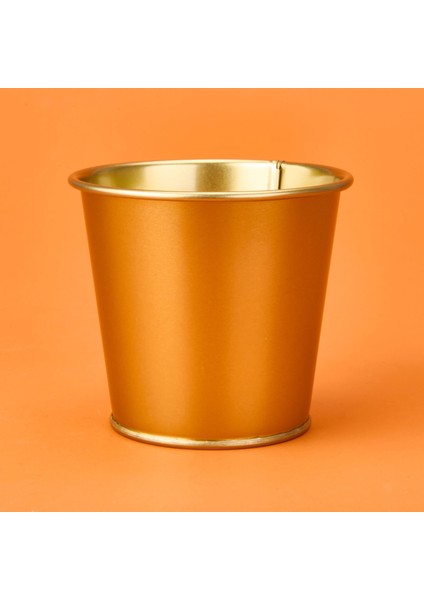 Paslanmaz Saksı - Gold - 12X10 cm