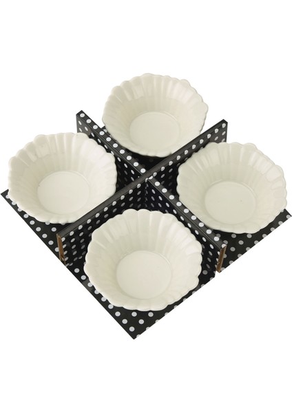 4'lü Porselen Yuvarlak Çerezlik - Beyaz - 7 cm fiyatları