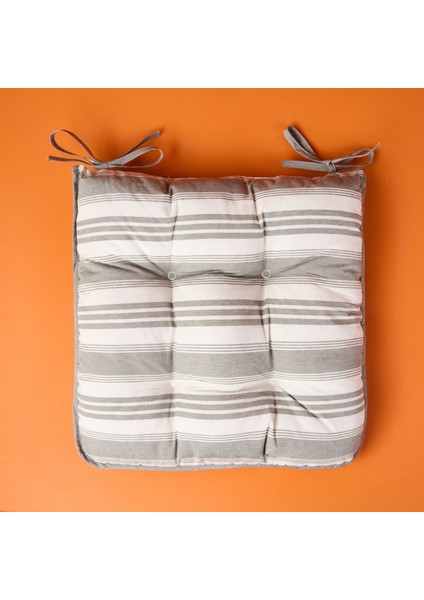 Soft Pute Sandalye Minderi - Ekru / Yeşil - 43X43 cm