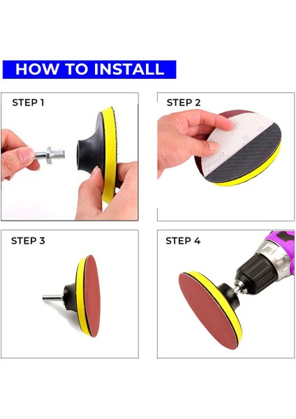 30 Parçalı Matkap Ucu Zımpara Aparatı Zımpara Kağıdı 60/80/100 ve 5 Inç Arka Ped Seti, Elektrikli Kelepçe Diski, Pedli (Yurt Dışından) modelleri