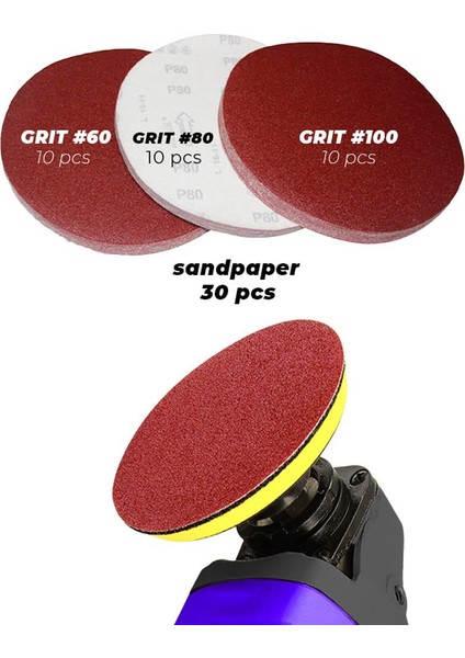 30 Parçalı Matkap Ucu Zımpara Aparatı Zımpara Kağıdı 60/80/100 ve 5 Inç Arka Ped Seti, Elektrikli Kelepçe Diski, Pedli (Yurt Dışından) fırsatları