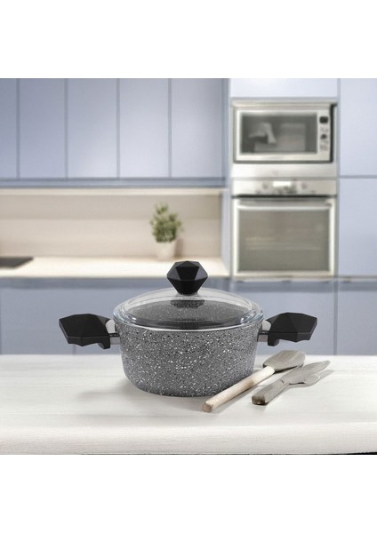 Cory Yanmaz Yapışmaz Derin Tencere - Gri / Siyah - 20 cm