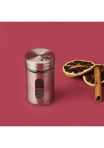 Metal Kaplı Cam Baharatlık - Gri - 8 cm fiyatları