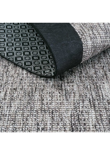 Pratico Gri Makinede Yıkanabilir Kaymaz Taban Mutfak Halısı Sisal Görünüm Yumuşak Dijital Baskı Halı