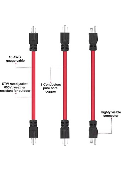 Uçlu Erkek - Erkek Uzatma Kablosu, Jeneratör Adaptör Kablosu Nema 5-15P Transfer Anahtarı Için, 12AWG 125V (2ft) Abd Fişi (Yurt Dışından) fırsatları