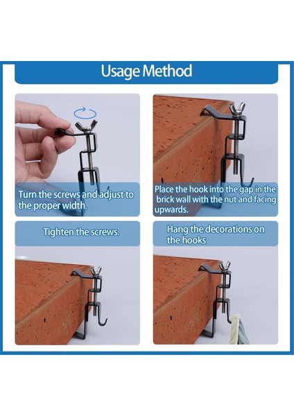 Tuğla Kancaları 8 Adet, Tuğla Askısı Tuğla Klipsleri, Dış Mekanda Asmak Için, Ayarlanabilir 1,75-2,8 Inç, Tuğla Kancaları (Yurt Dışından) fırsatları