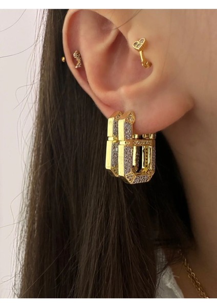 Çift Kare Detaylı Küpe fiyatları