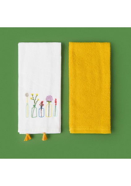 Soft Flo 2'li Mutfak Havlusu - Renkli - 40X60 cm