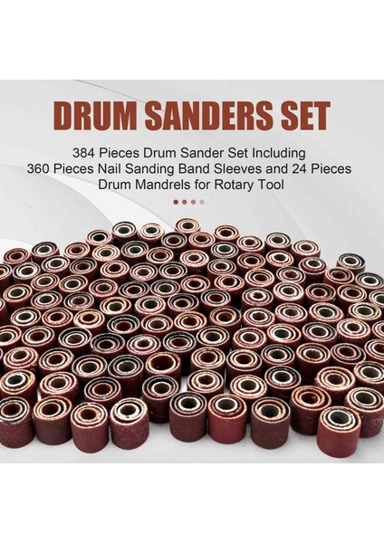 360 Parça Tırnak Zımpara Bandı Kovanları ve Döner Alet Için 24 Parça Tambur Mandrel Dahil 384 Parça Tambur Zımpara Seti (Yurt Dışından) fırsatları