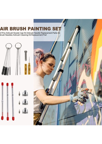 21 Adet Airbrush Nozul Kapağı Seti Airbrush Iğnesi Yedek Parçaları Airbrush Iğneleri Airbrush Temizleme Seti Yedek Parçası (Yurt Dışından) fırsatları