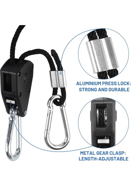 Adet 1/8 Inç Ayarlanabilir Ağır Hizmet Tipi Halat Askısı - Büyüyen Işık Armatürleri Için Güçlendirilmiş Metal Iç Dişliler ve Mandallar (Yurt Dışından) indirimleri