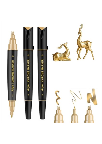 3'lü Paket Çift Uçlu Sıvı Altın Krom Kalemler (Yurt Dışından) fiyatları